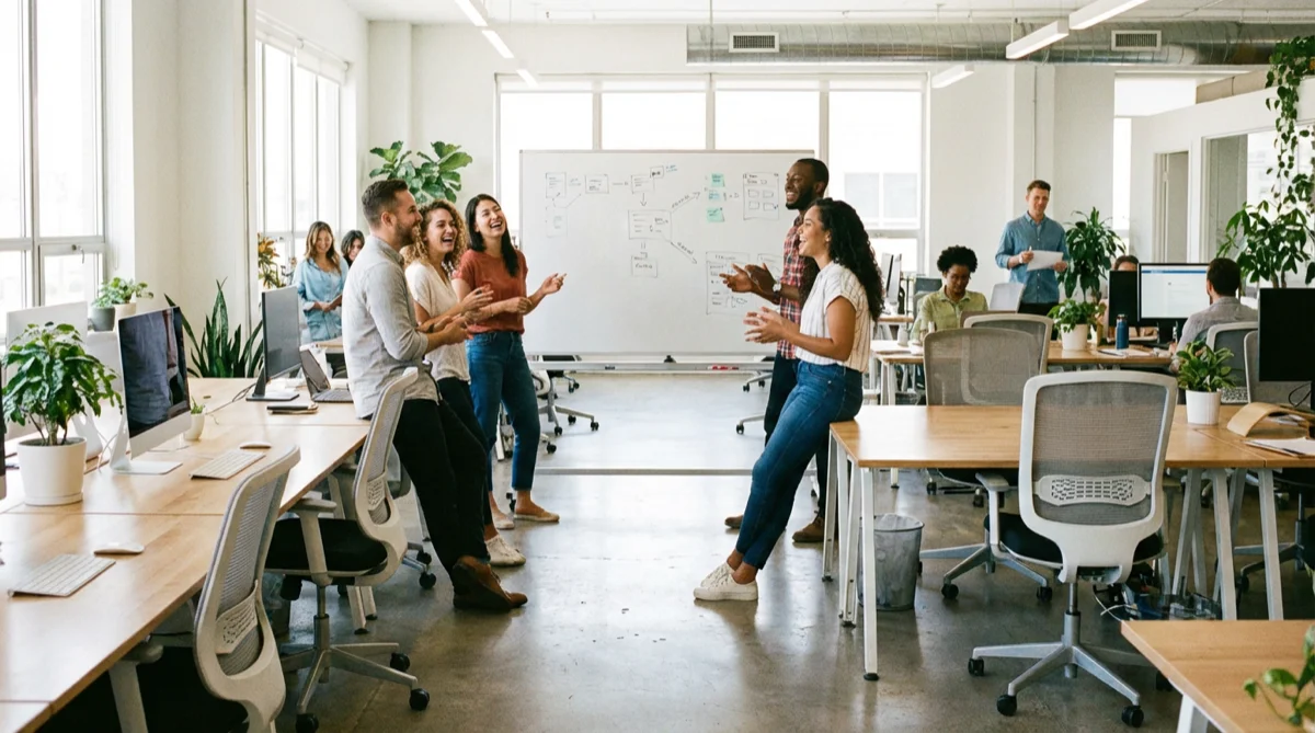 Colleagues collaborating in an office